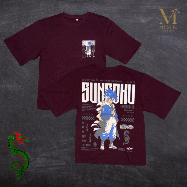 SUNGOKU Anime T-Shirt – Oversized Dragon Warrior Edition | Mystic Attire - Image 2