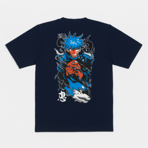Buy Premium Anime Printed Navy Blue T-Shirt – Oversized Fit | Mystic Attire