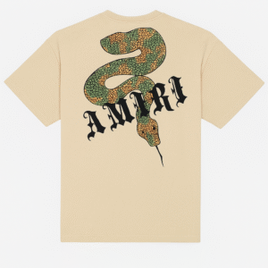 AMIRI Beige Snake Graphic T-Shirt – Premium Streetwear Oversized Fit for Men & Women